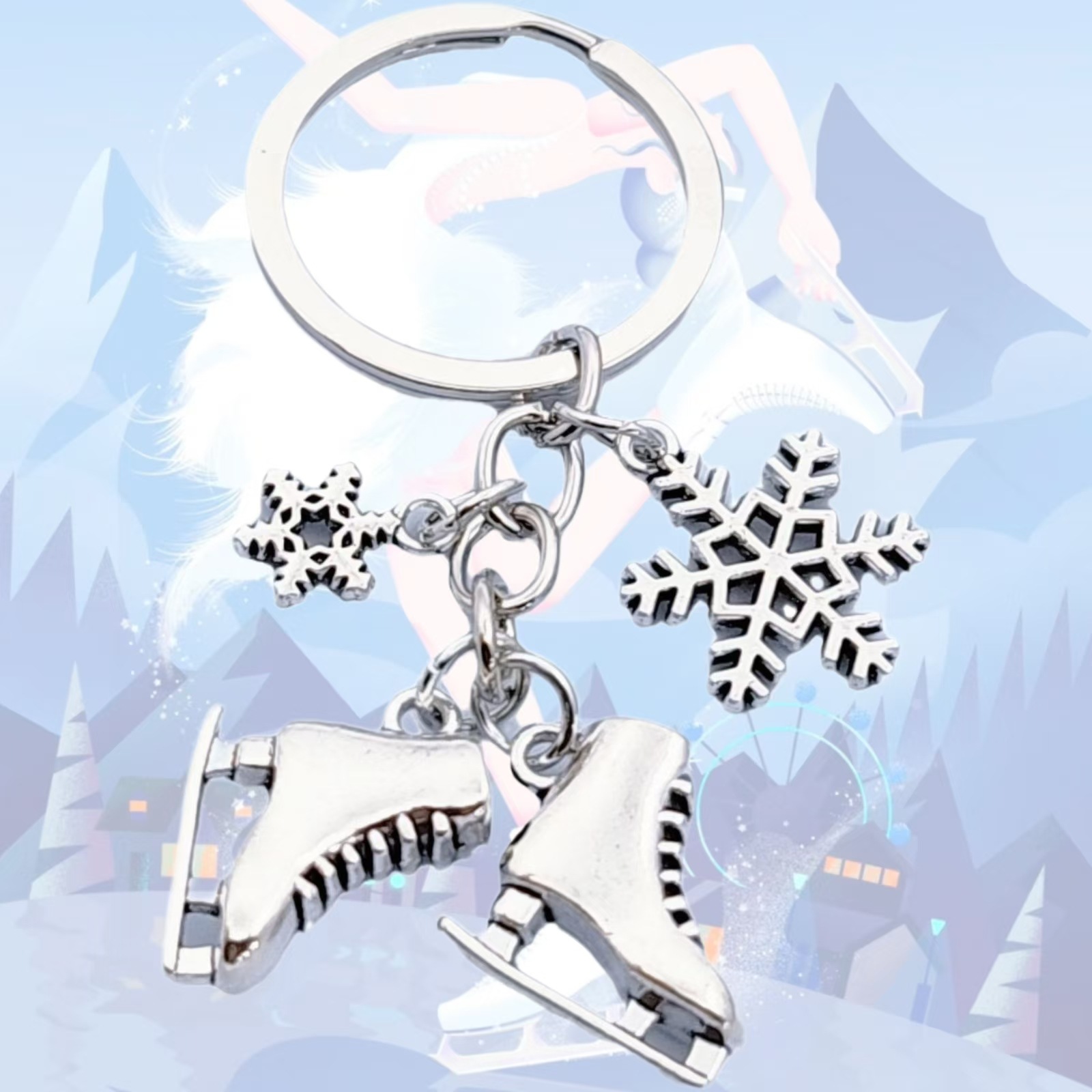 New Creative Snowflake Skate Shoes Keychain Skiing Sports Small Gift Ski Board Bag Pendant Christmas Gift