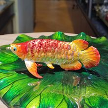 金属珐琅彩首饰盒金龙鱼小摆件中式特色手工艺品创意家居礼品批发