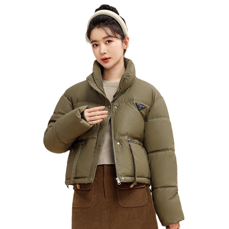Ropa de algodón mujer corto cuello de piel sensación de diseño gruesa suelta de color sólido chaqueta de algodón pequeño abrigo abrigo de algodón nuevo