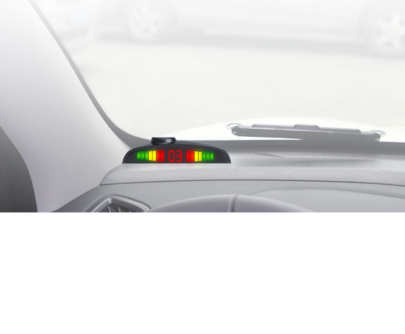 Complete set of reverse radar with 4 sensors, front-mounted crescent screen, voice blind spot alarm, parking sensor probe, universal model