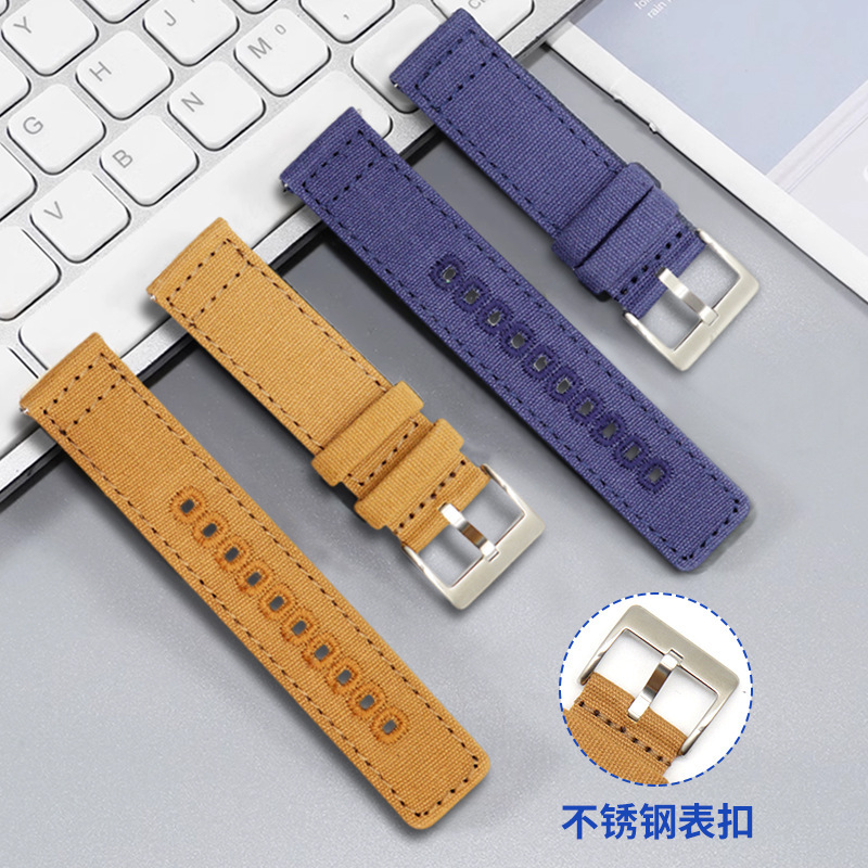 For Huawei Gt4 Nylon Strap Single-loop Braided Quick Detach Strap Samsung Galaxy Solid Canvas Watch Band