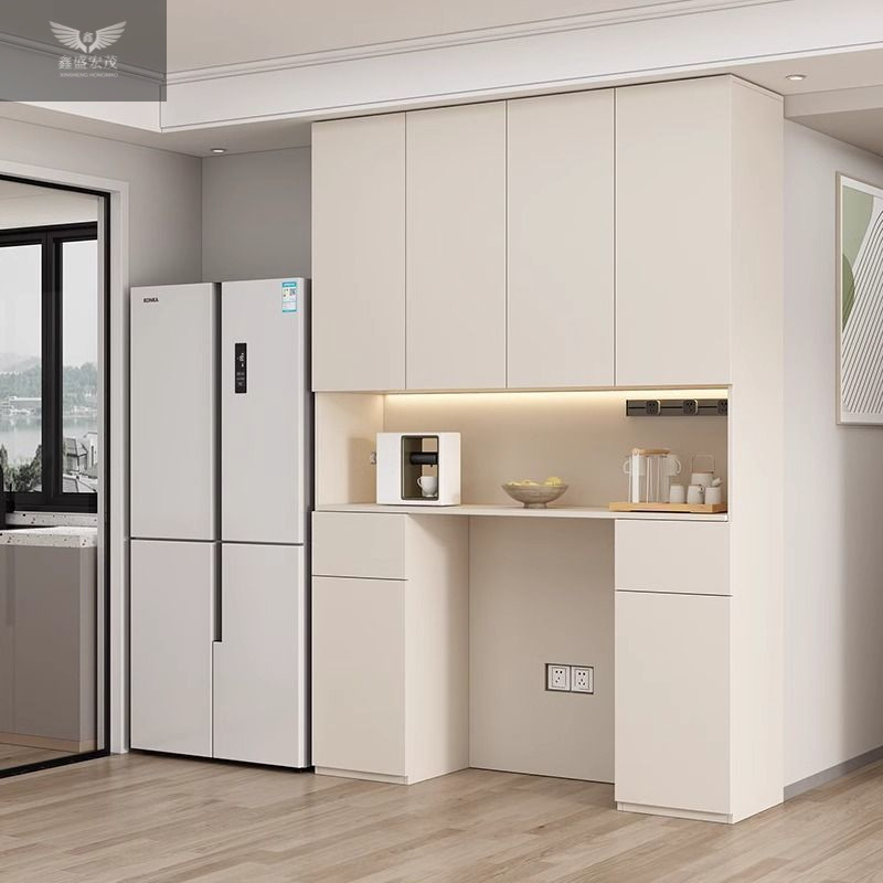 Gabinete de vino simple de madera sólida, gabinete de comedor integrado contra la pared, mesa de comedor de sala de estar, gabinete alto incrustado, almacenamiento de tipo pequeño