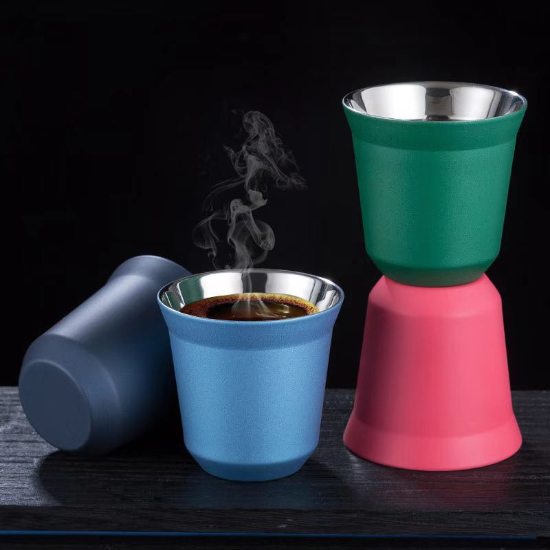 Cross-Border Italian-Style Capsule Coffee Cup 304 Stainless Steel Double-Layer Insulated Coffee Cup Gift Wholesale Latte Food Grade