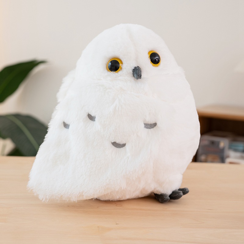 Cute cabeza inclinada búho mágico muñeca dibujos animados pájaros juguetes de peluche bebé muñecas animales cognitivos