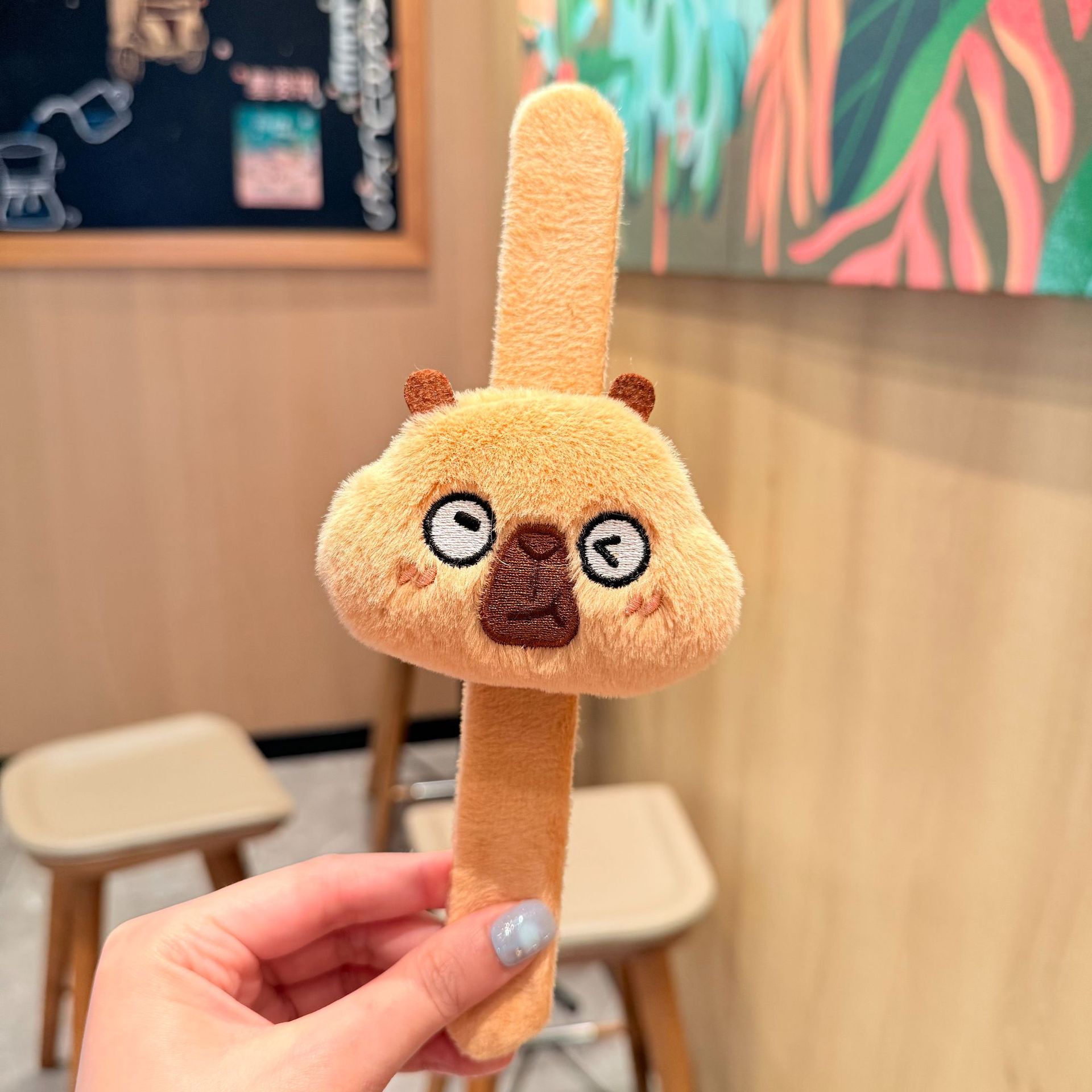 Anillo de felpa de dibujos animados, oso de mantequilla, correa de reloj de boda, pulsera para niños Kapibala, regalo de muñeca creativa