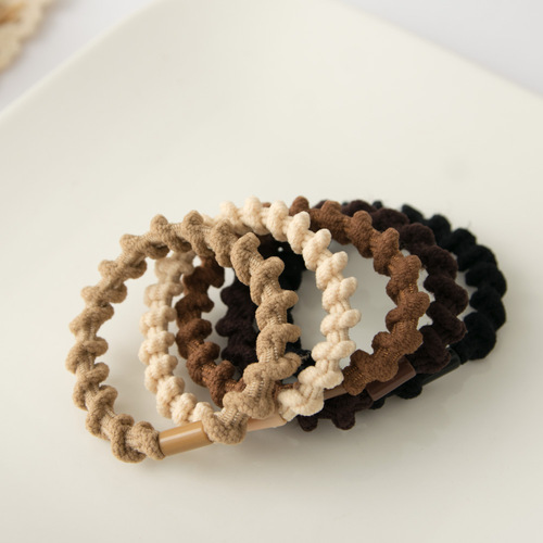 Pack of 2 Thick Threaded Milk Tea Hair Tie Cards, Versatile, High Elasticity, No Damage to Hair, Hair Tie Rubber Band Hair Accessory for Women