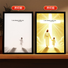 跨境创意diy灯光画温馨慈祥慈爱祥和平静幸福小夜灯桌面摆台发光