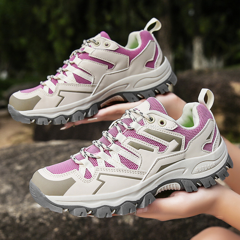 Más tamaño transfronterizo Nueva pareja de zapatos de senderismo de malla transpirable al aire libre zapatilla de deporte acampar fuera de la carretera senderismo zapatos de los hombres y las mujeres