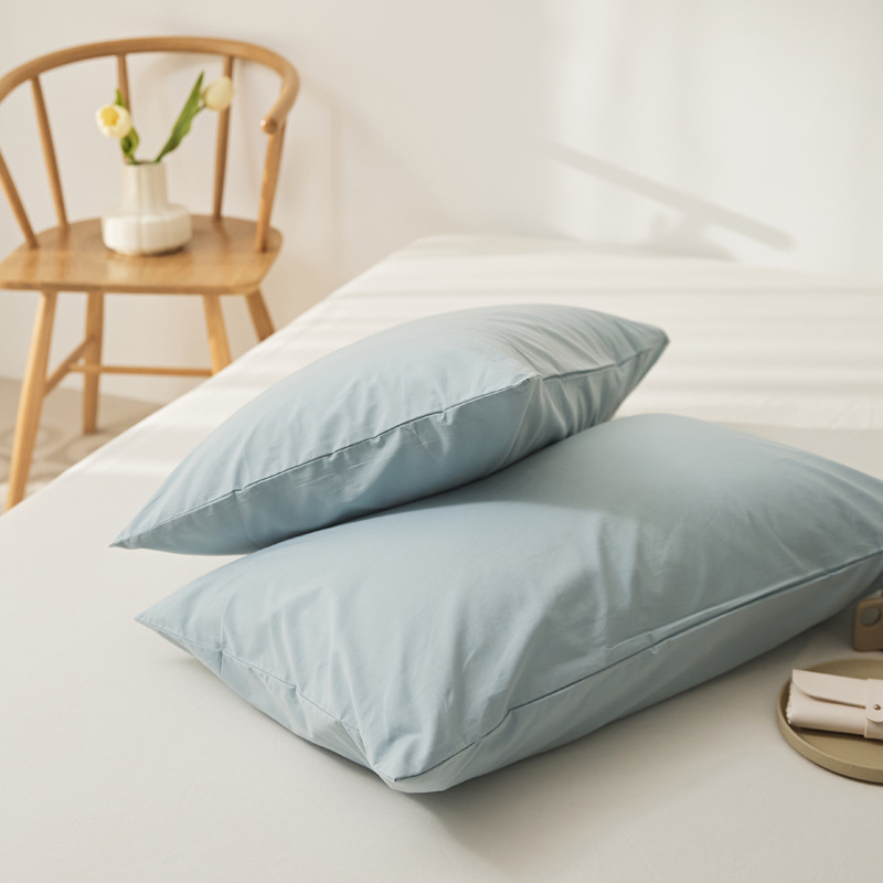Algodón de alta calidad 60s una sola funda de almohada de algodón lavado con agua funda de almohada de algodón de color sólido funda de almohada de piel un par de 100 funda de almohada de algodón