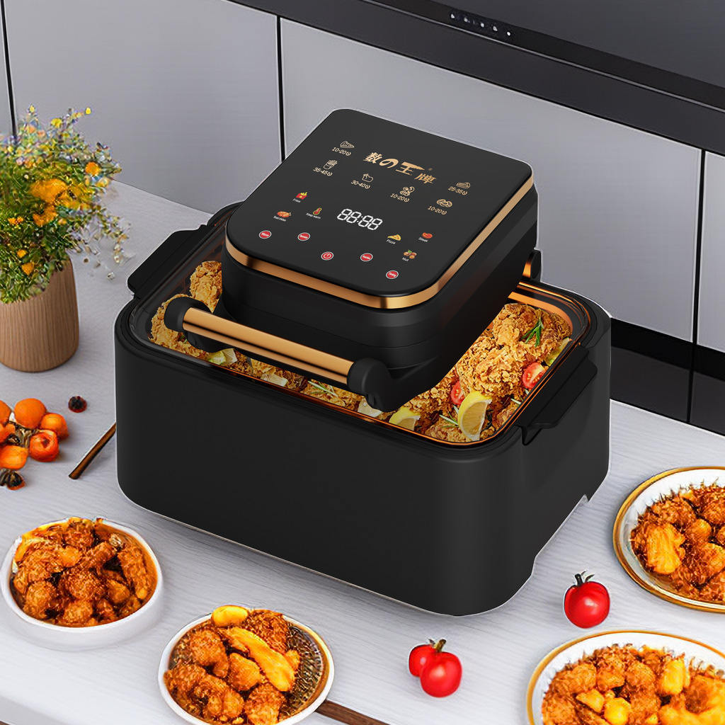 Cross-Border Air Fryer Visual Household Air Fryer 12L Large Capacity Separate Baking Basket Flip-Free Electric Oven