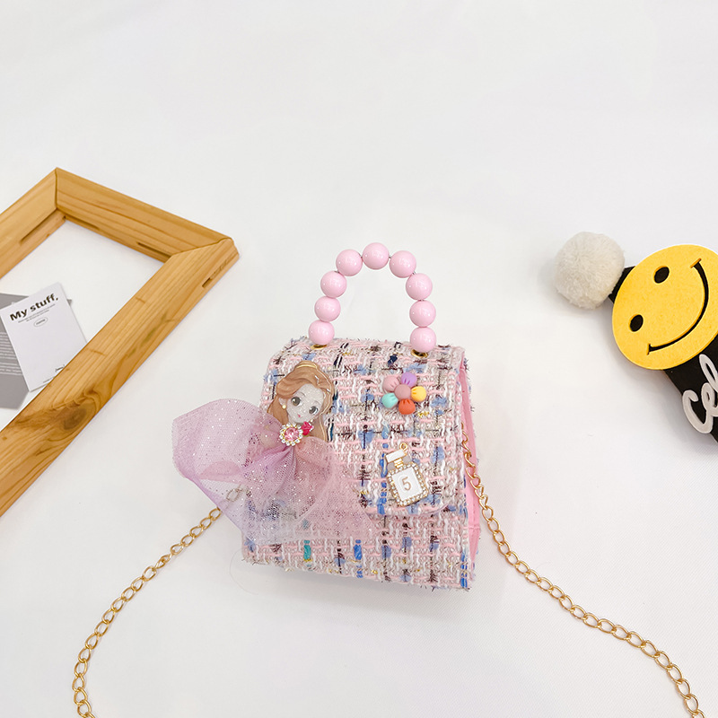 Bolso de los niños de otoño e invierno Nueva Moda Perla Chica bolsa de mensajero linda princesa niña bebé estilo Exterior cambio bolsa de accesorios