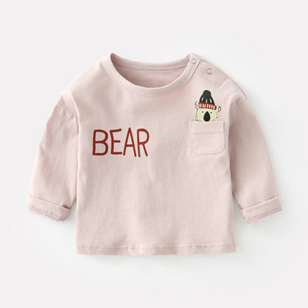 赤ちゃんの春と秋のtシャツの長袖の純綿はかわいいです。