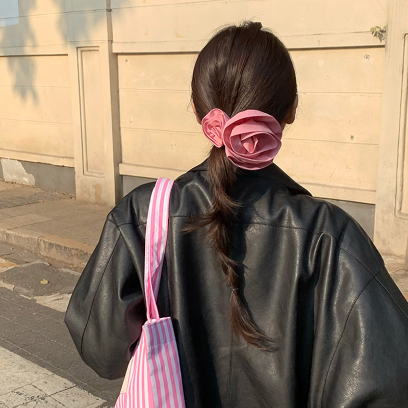 韓国ツインフラワーファブリックヘアバンド 2025 新しいローズヘッドバンド気質ポニーテール後頭部ヘッドバンド女性のための|undefined