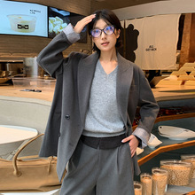 MOXI十三行女装2025秋冬季新款韩版小西装小个子中长款毛呢外套女