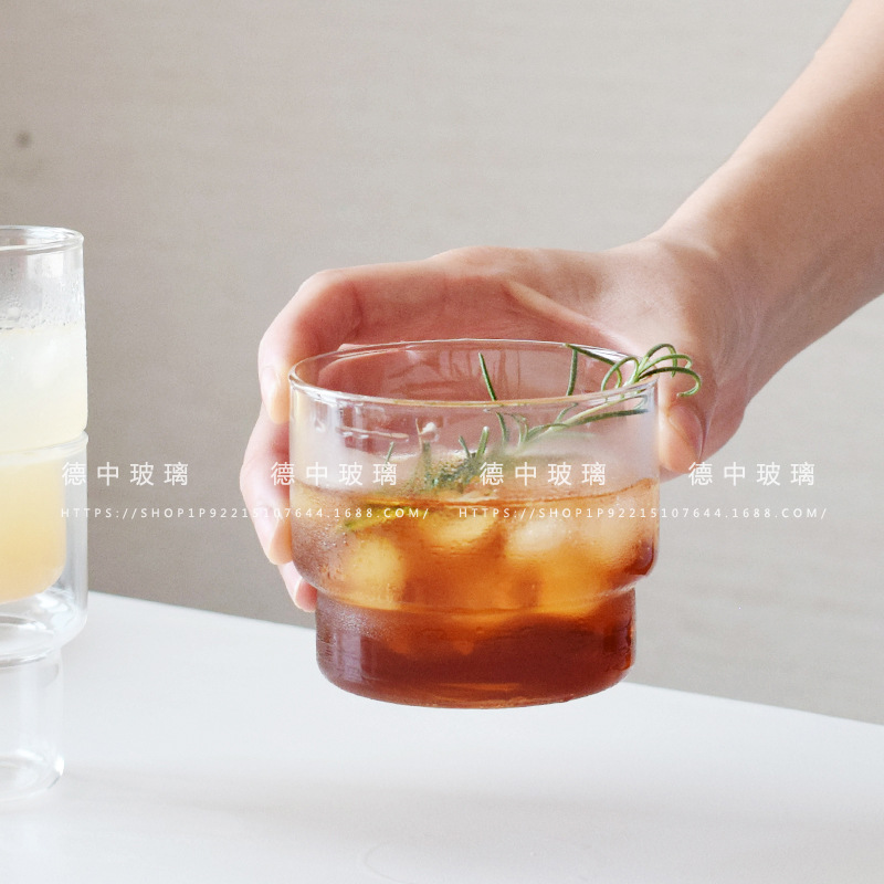 심플한 고온 방지 유리 커피 컵, 아이스 아메리칸 라떼 컵, 쌓을 수 있는 얇고 가벼운 차가운 음료 컵, 주스 우유 컵
