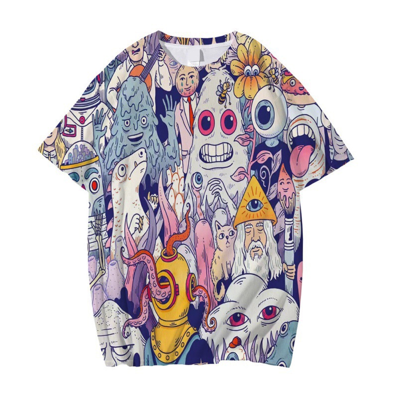 Cross-border foreign trade new men's and women's summer T-shirt black and white stitching jacket three-dimensional trend high-end couples short sleeve