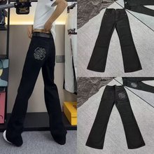 秋冬款网红黑色高端欧美潮牌牛仔裤男修身小直筒弹力休闲潮流长裤