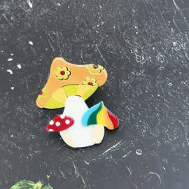 时尚香菇蘑菇胸针别针 亚克力植物设计感胸花徽章服饰配饰