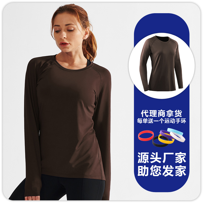 Camiseta de Secado Rápido de Manga Larga para Mujer de Poliéster, Secado Rápido y Transpirable para Fitness