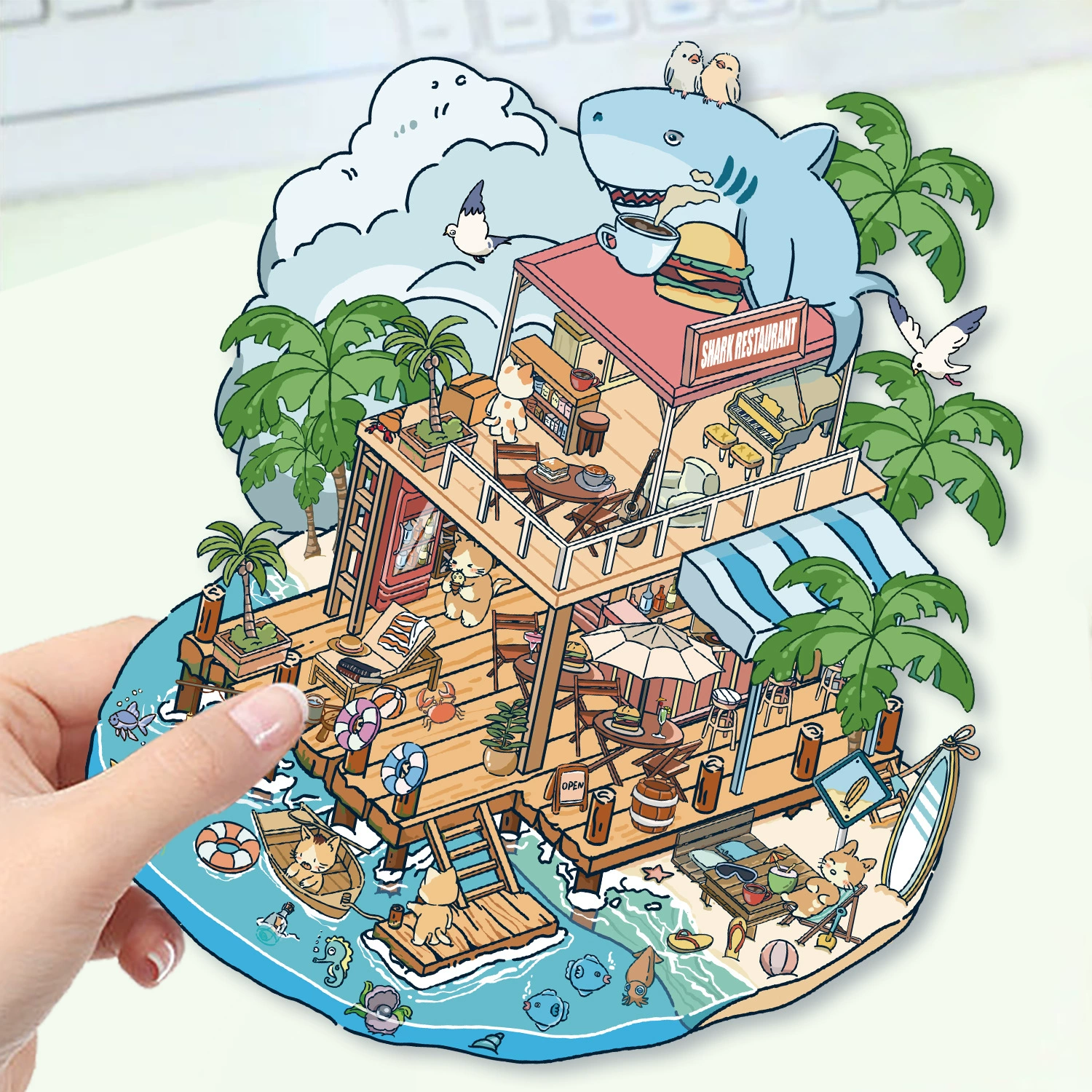 Картонная маленькая наклейка, шалаш, 3D, антистресс, DIY, планировщик