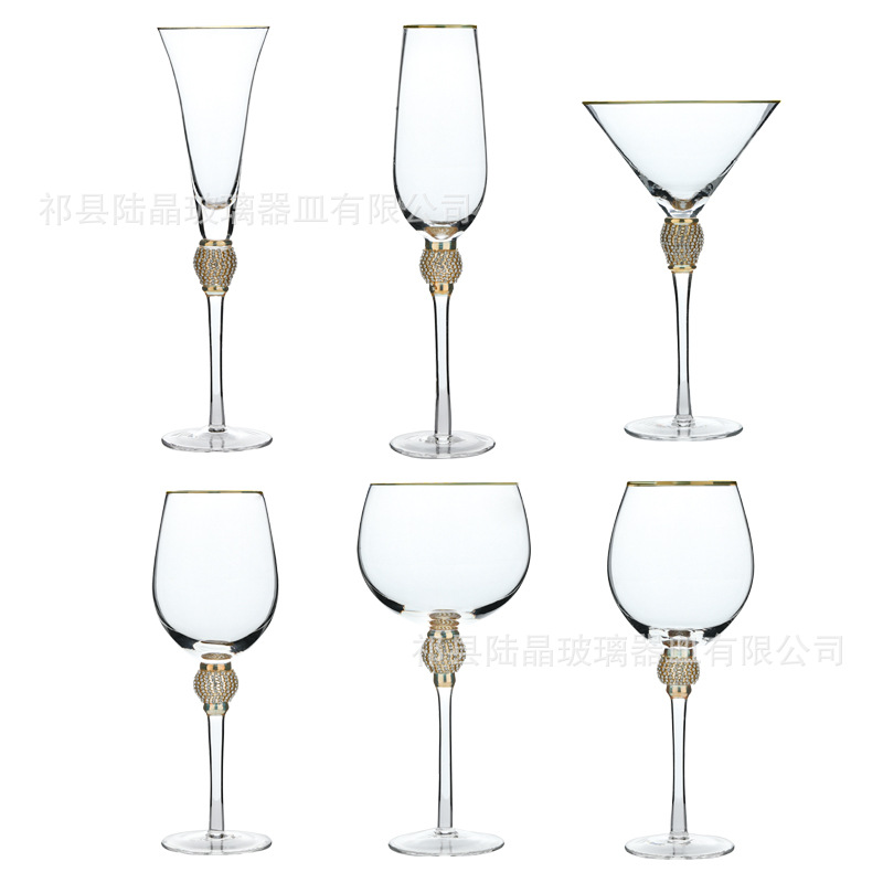 Lu jingjin borde envuelto diamante copa de vino tinto copa de cóctel envuelto diamante conjunto de vino champán copa de vino tinto copa de vino