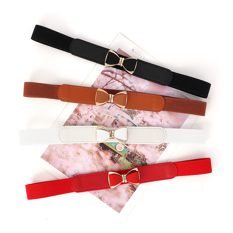 Cinturilla con Moño para Mujer de Cuero Sintético Elástico para Vestidos y Faldas