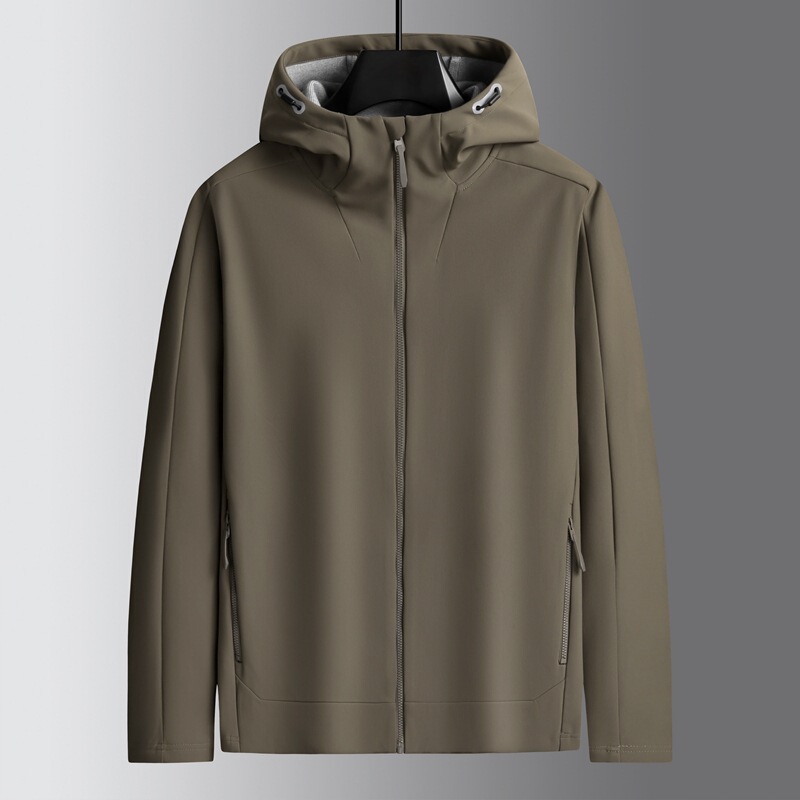 Outdoor Mountaineering Hooded Jacket Men's Large Size Jacket Fat Sports Soft Shell Jacket Autum Windproof Jacket