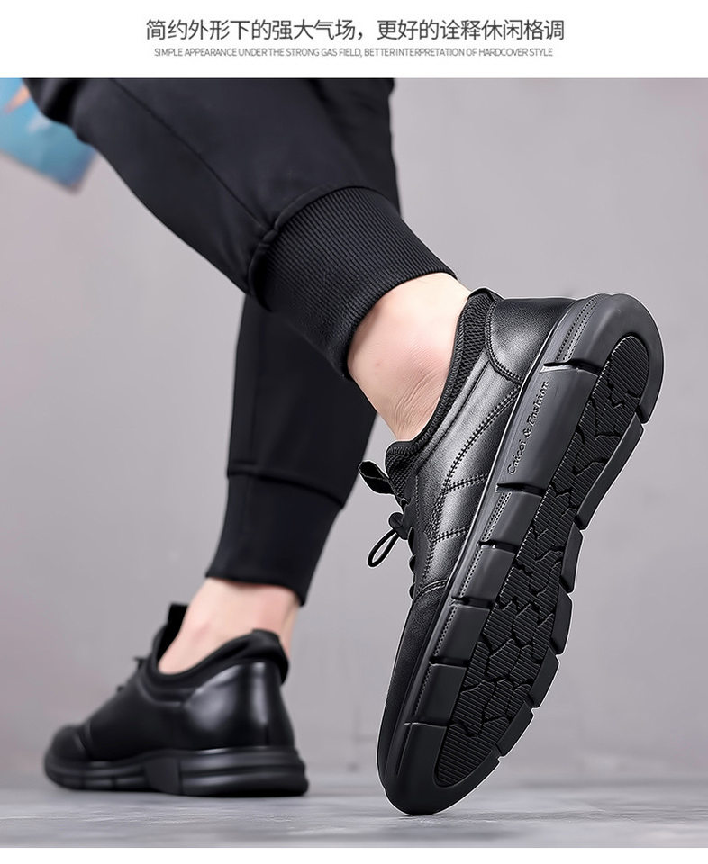 Giày da nam kiểu Anh công sở mũi tròn gót thấp 1–3 cm, giày lười đế mềm mặt mềm — PZ99015 màu đen chi tiết 15