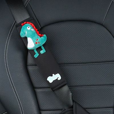 Seat belt shoulder pad, Adjuster and Shoulder Pad - childrens-shoulderneck-protector-single-pack-black-dinosaur