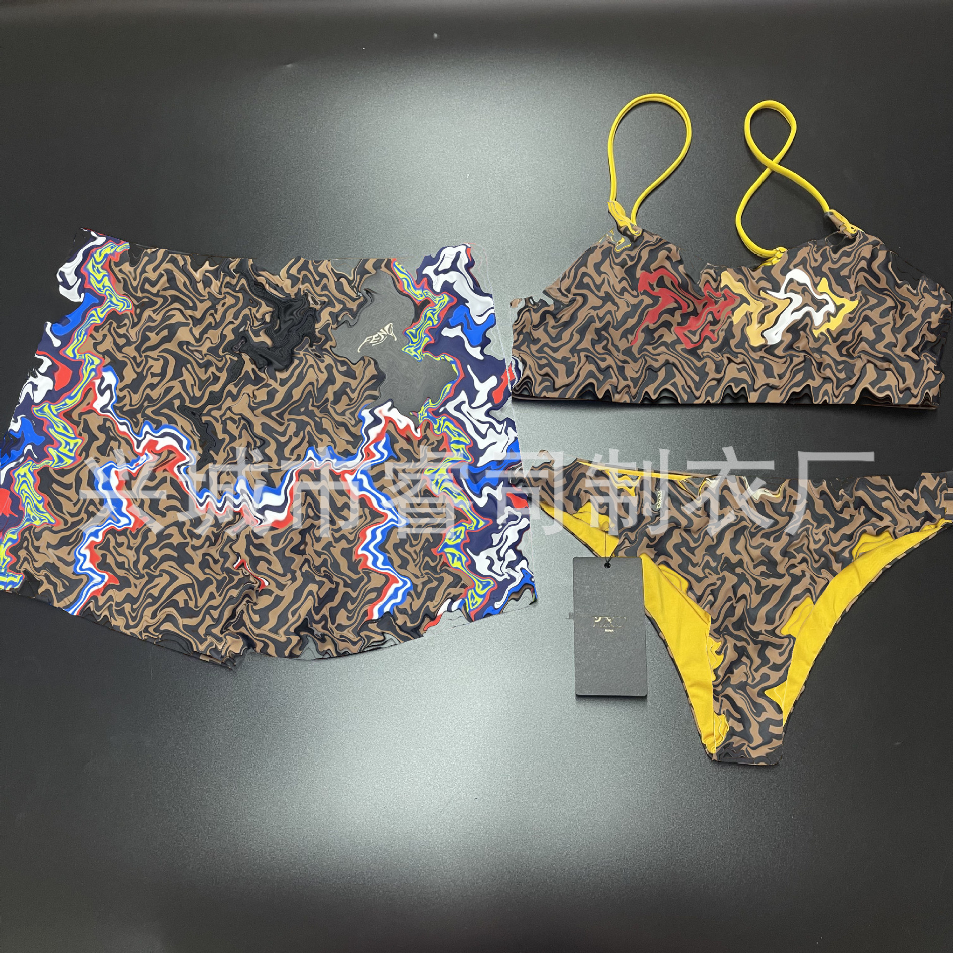 Factory Trendy Brand New European and American Cross-border Family Suit Parent-child Couples Piece Swimsuit Bikini Split Swimsuit