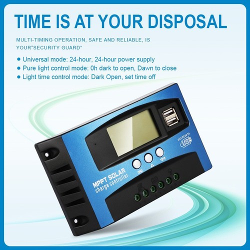 Solar Panel Controller MPPT 12V 24V Charging Controller Dual USB DC Rechargeable Lithium Battery