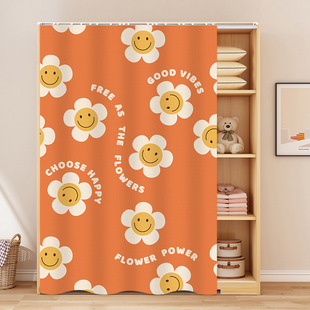 Cabinet Curtain Doorless Cloakroom Blocking Bookcase Shoe Cabinet Slide Curtain Cabinet Punch-Free Velcro