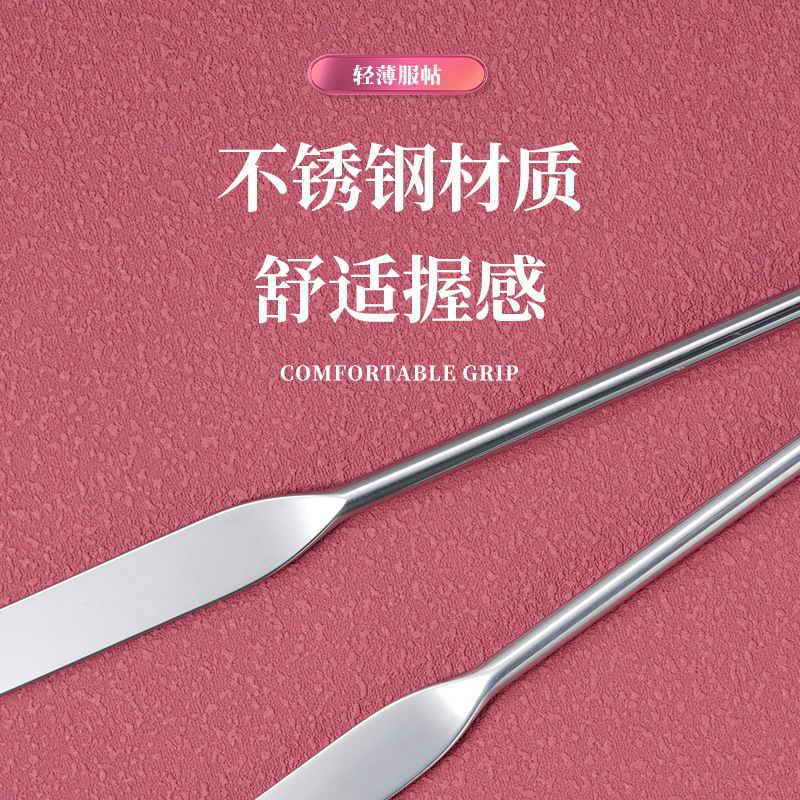 (2개) 스테인레스 스틸 기초 주걱 기초 액체 주걱 주걱 주걱 주걱 다기능 팔레트 스틱 메이크업 팔레트 스틱 도구