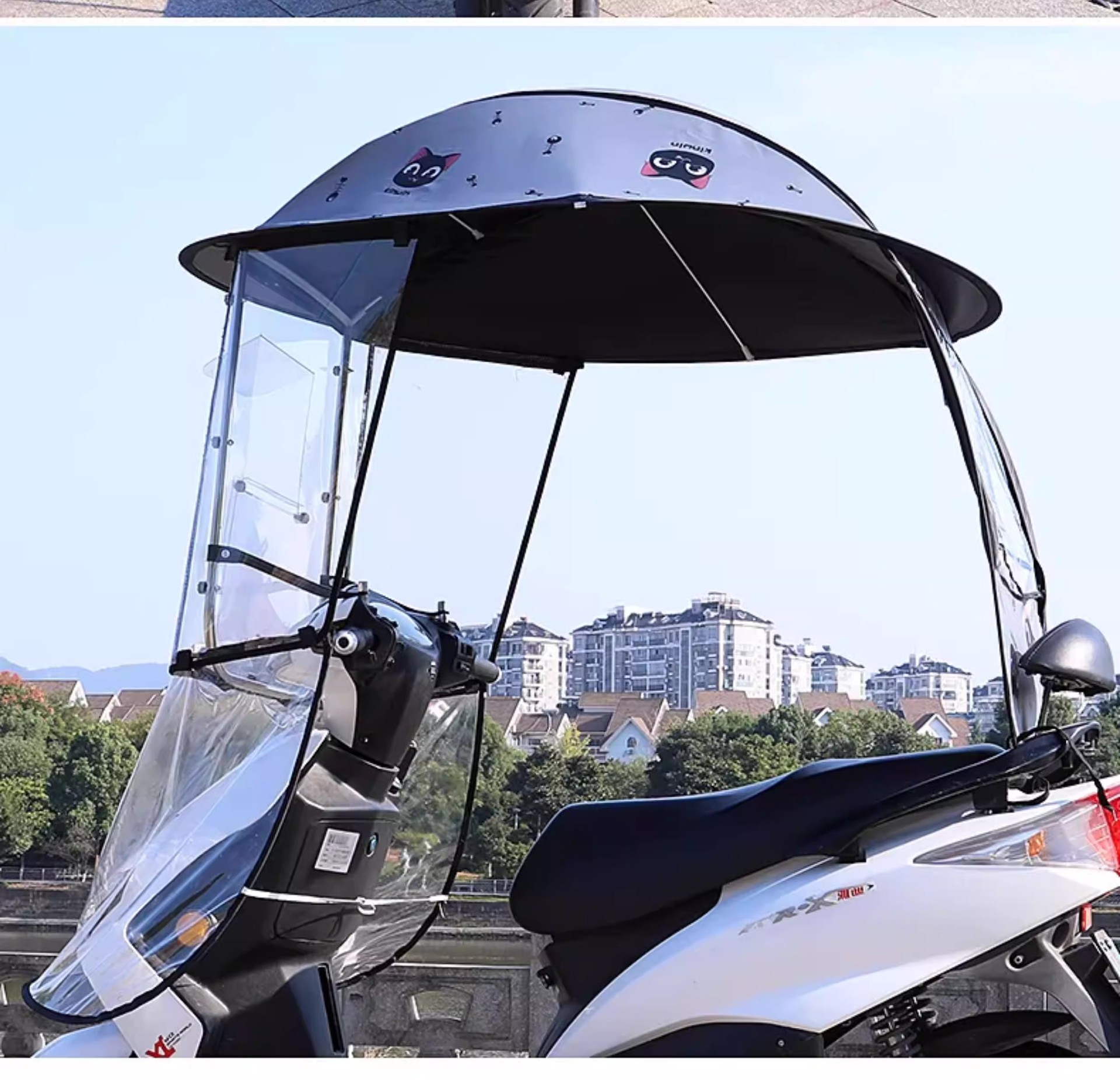 New electric vehicle rain canopy, electric motorcycle sun and rain protection windproof cover, detachable safety umbrella
