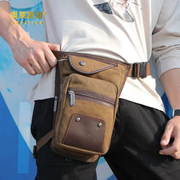 Factory wholesale new European and American retro outdoor sports leg bag canvas waist bag fashion Men's messenger bag