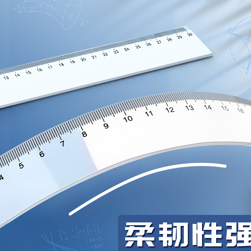 Elementary school student plastic stainless steel ruler drawing measurement transparent 15/20/30/40cm multi-specification ruler