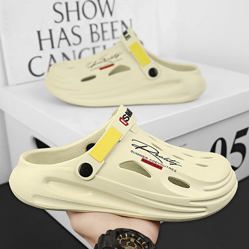Zapatos perforados para hombres de verano antideslizantes para conducir zapatillas de playa transpirables sandalias