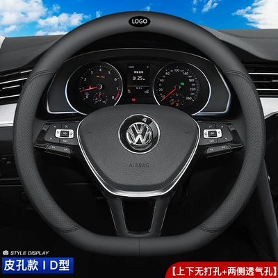 Steering wheel cover: Wheel Cover Passatron Yi - napa-black-d-shape-full-leather-with-logo-38cm