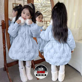 2025新款女童羽绒服外套冬装加厚中长款女宝宝爱莎公主羽绒服外套