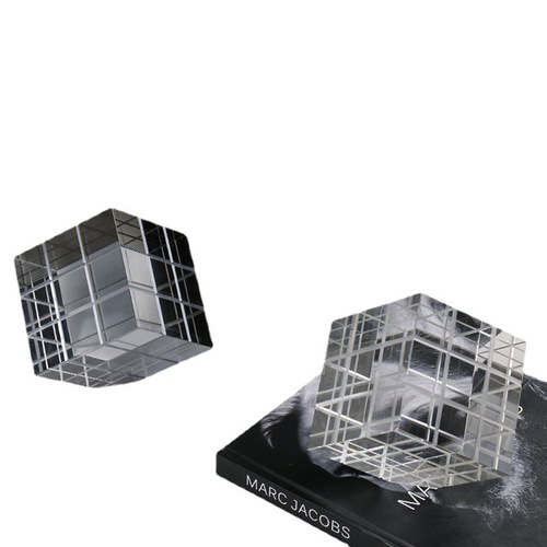 Modern Minimalist Transparent Geometric Square Crystal Magic Cube Decor Sample Room Sales Office Soft Decoration Piece Display