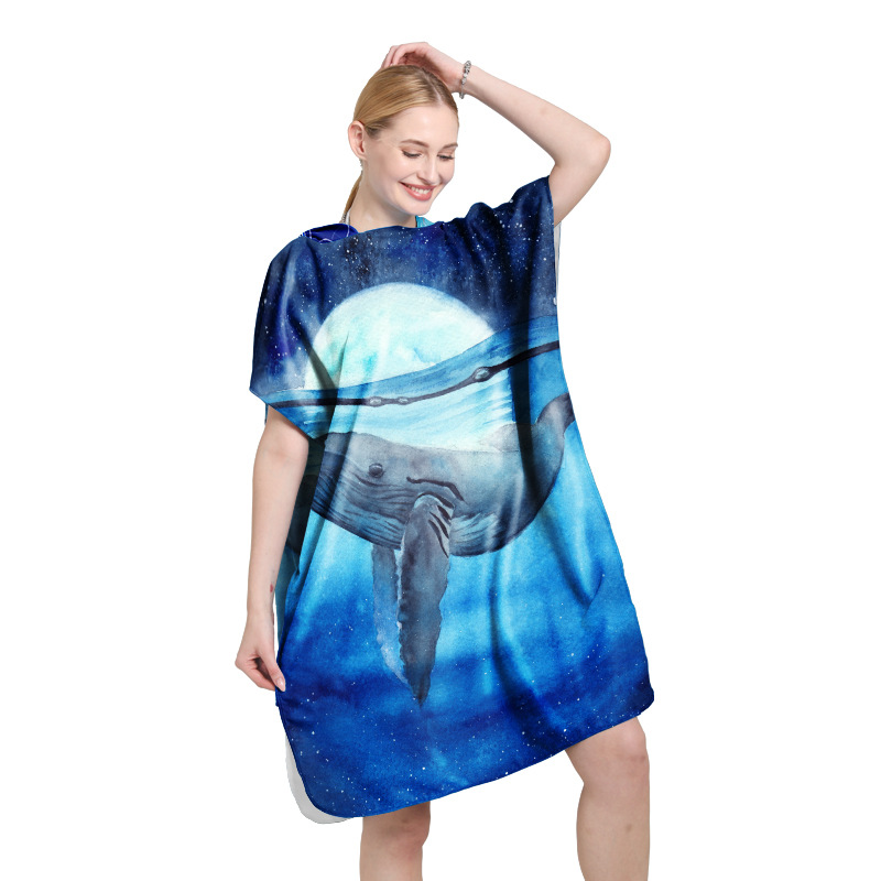 Toalla de baño de playa de secado rápido capa playa playa a prueba de viento albornoz de natación con capucha buceo absorbente chal de natación al aire libre