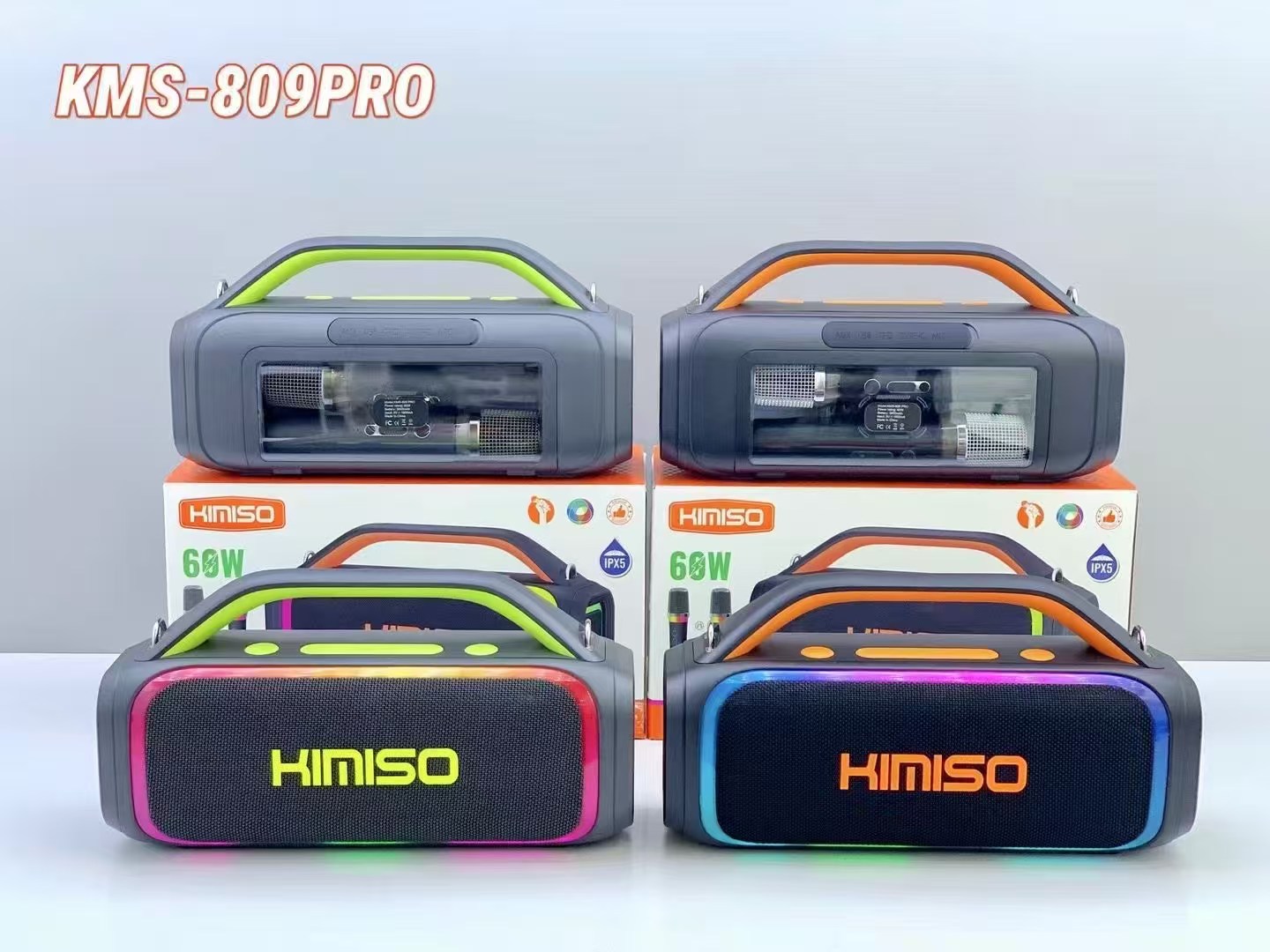 Bocina de Karaoke Bluetooth Portátil KMS-809PRO 40W con Subwoofer Potente, para Exteriores y Fiestas