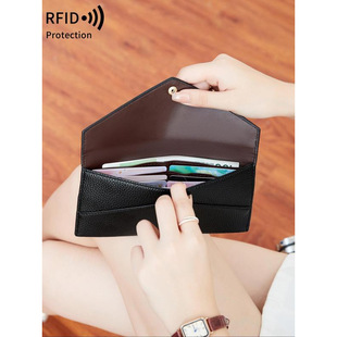 W 13325 RFID blocking leather wallet RFID ���IˢŮʿ�X��