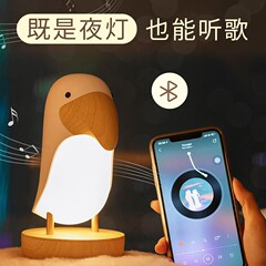 クロスボーダー木鳥小夜灯usb充電両用呼吸灯創意ブルートゥーススピーカー寝室暖かい雰囲気灯