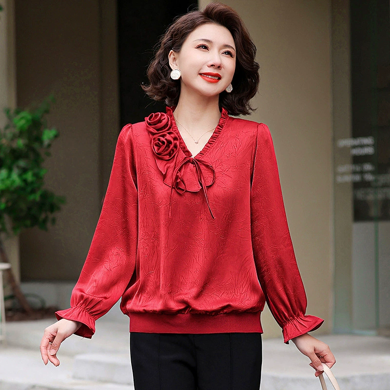 Мама весна и осень рубашка с длинными рукавами 2025 новый год змеи год рождения одежда женская красная рубашка