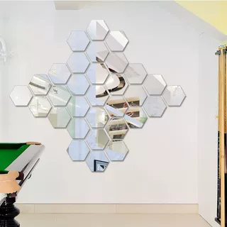 亚克力镜面墙贴 3D立体装饰镜子贴 跨境不规则六边形自粘墙贴