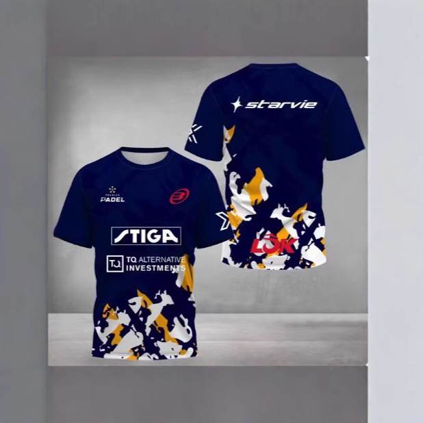 2025 Fashion 3D Printed Padel Jersey Breathable Quick Dry Tennis Short Sleeve T-Shirt Large Size Men's Sportswear Jersey