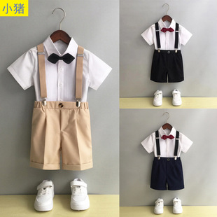Children's suspenders suit small and medium-sized children's kindergarten graduation performance clothes host Boy's dress performance clothes