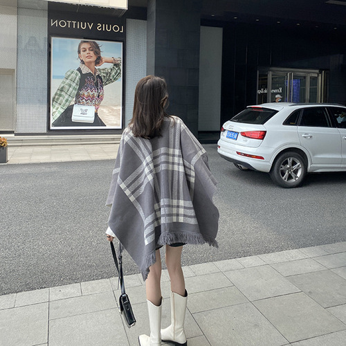 Two-sided Sauce [Double-Sided Shawl] Xiaoyu Double-sided Shawl for Women Spring and Autumn Outerwear Cape Coat Knitted Live Broadcast Shawl