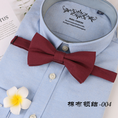 Formal bow tie striped solid color groom wedding men's bow Korean style British double layer flat head pattern wholesale